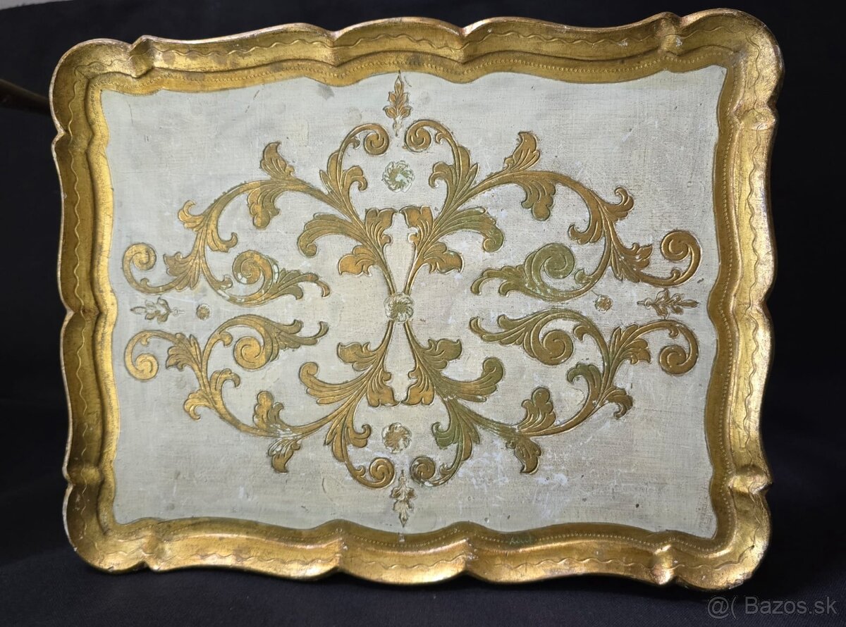 Súprava 3 florentských zlátených stolkôv – ručná práca, Tali - 3