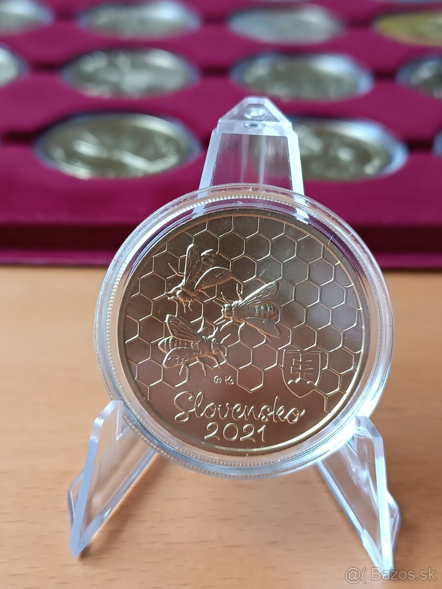 5€ mince, fauna a flóra, UNC, euro vlk,včela ,euro minca - 3