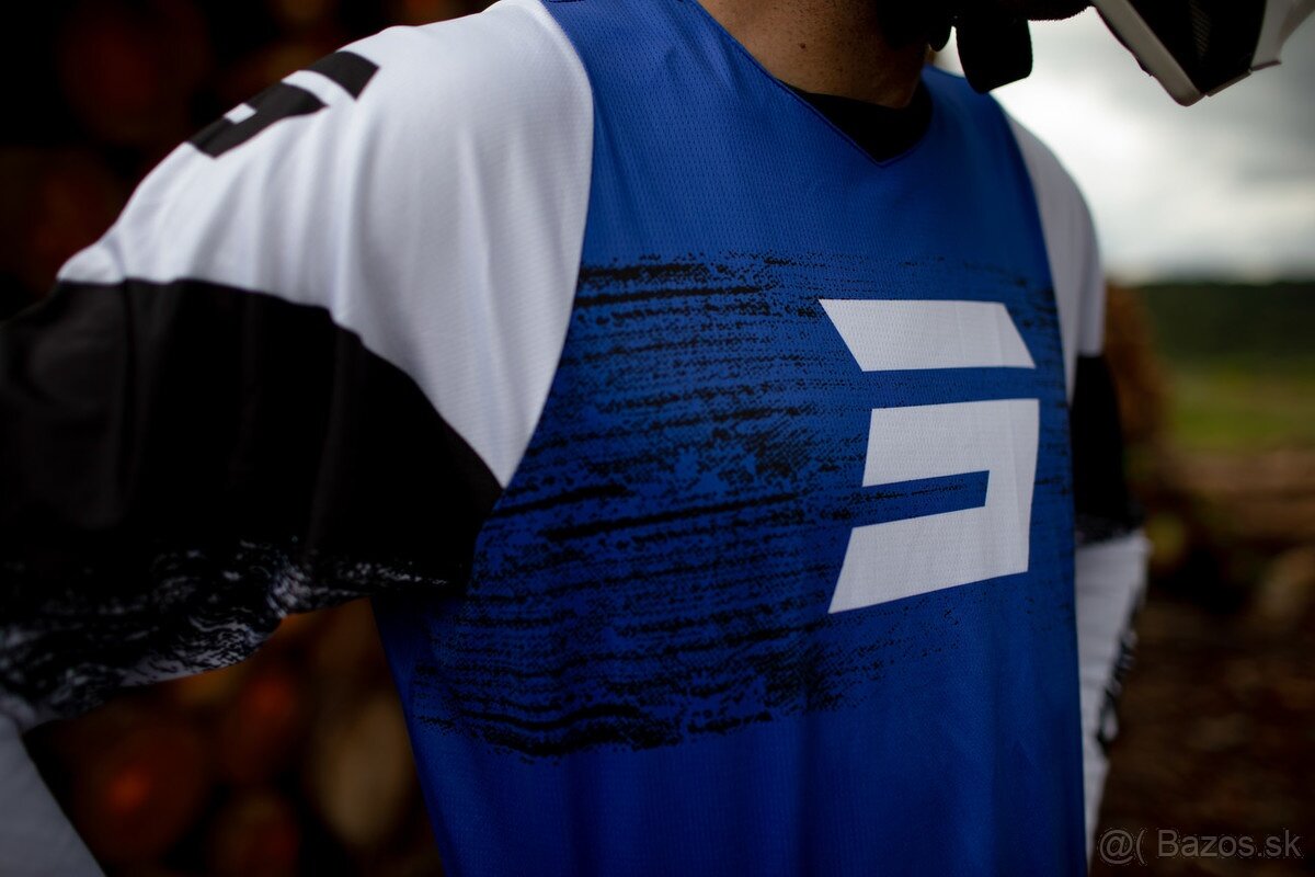 shot modrý set komplet dres nohavice na motocross enduro