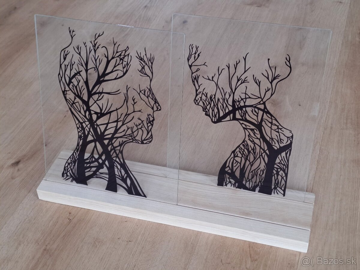 Sklenený obraz s jdreveným podstavcom - 3