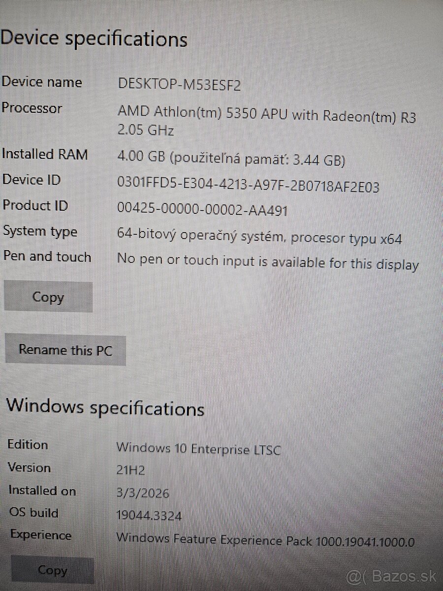 PC AMD 2GHz 4GB Ram Windows 10 - 3