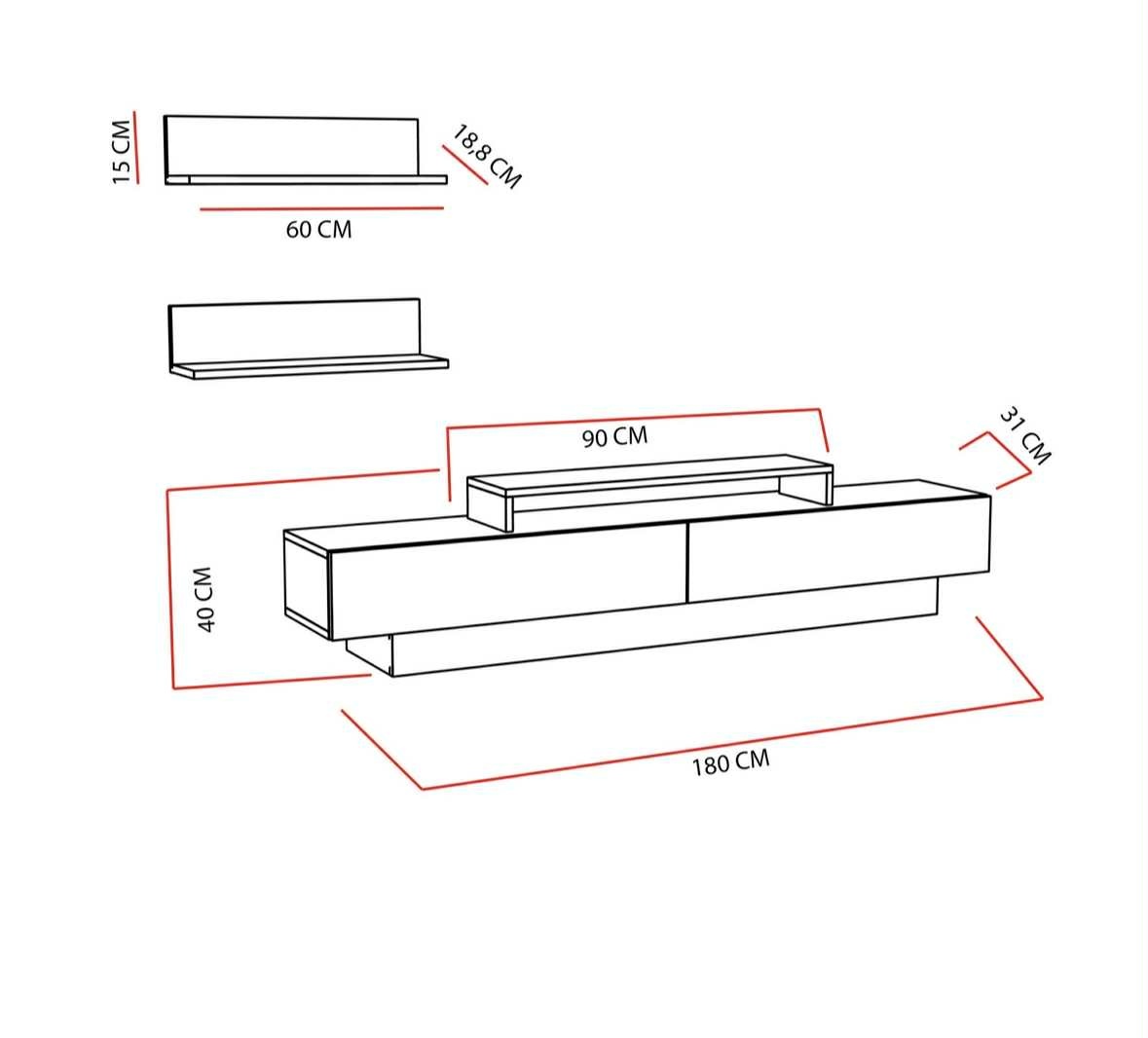 Skrinka pod TV + 2 polička na stenu - 3