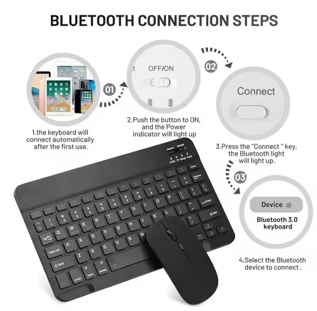 Bluetooth set klavesnica + mys BIELA - 3