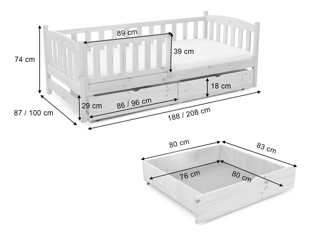 Detská posteľ 90x200 so zábranou - 3