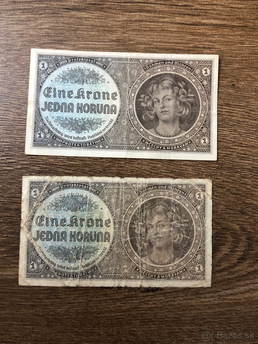 Bankovky PROTEKTORÁT a ČSR 1 - 3