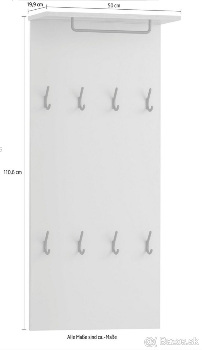 Vešiaky biele s dreveným dekorom - 3