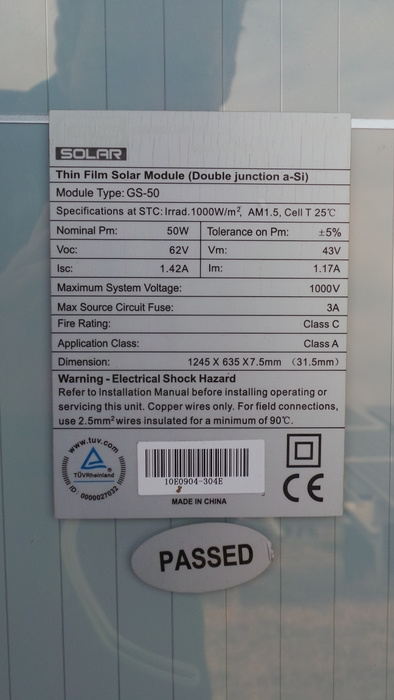 amorfné fotovoltaické panely GS-50 - 3