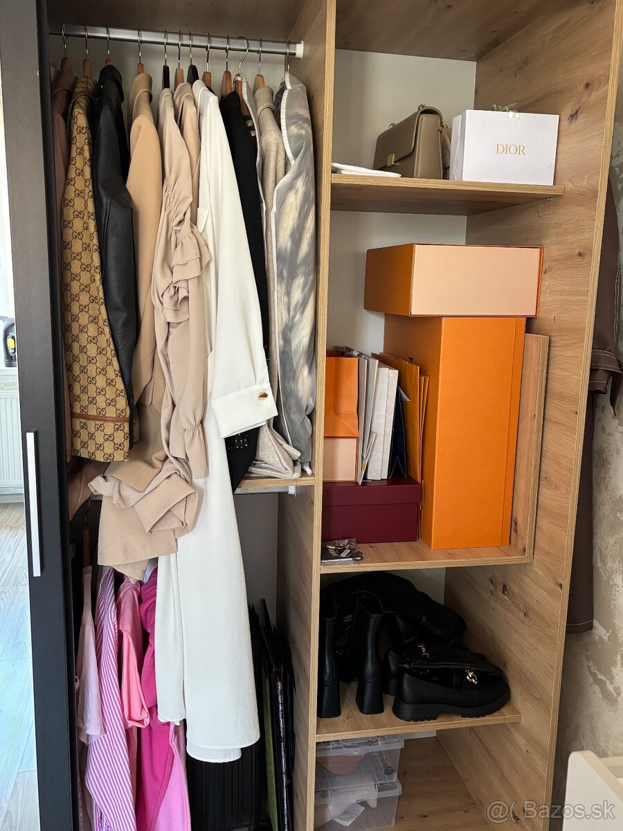 Skriňa s posuvnými dverami Lamelo dub Artisan/čierna/Zrkadlo - 3