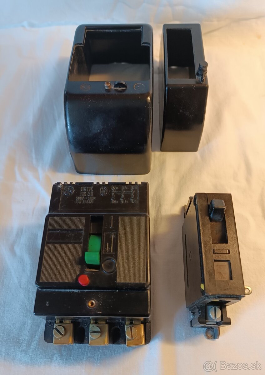 Bakelit retro elektro-zásuvka, konektor, jističe,. - 3