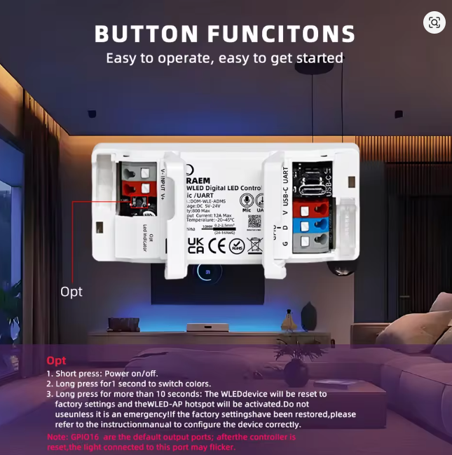 ESP32 WLED Smart LED Controller 5-24V WiFi RGB pre Digital L - 3