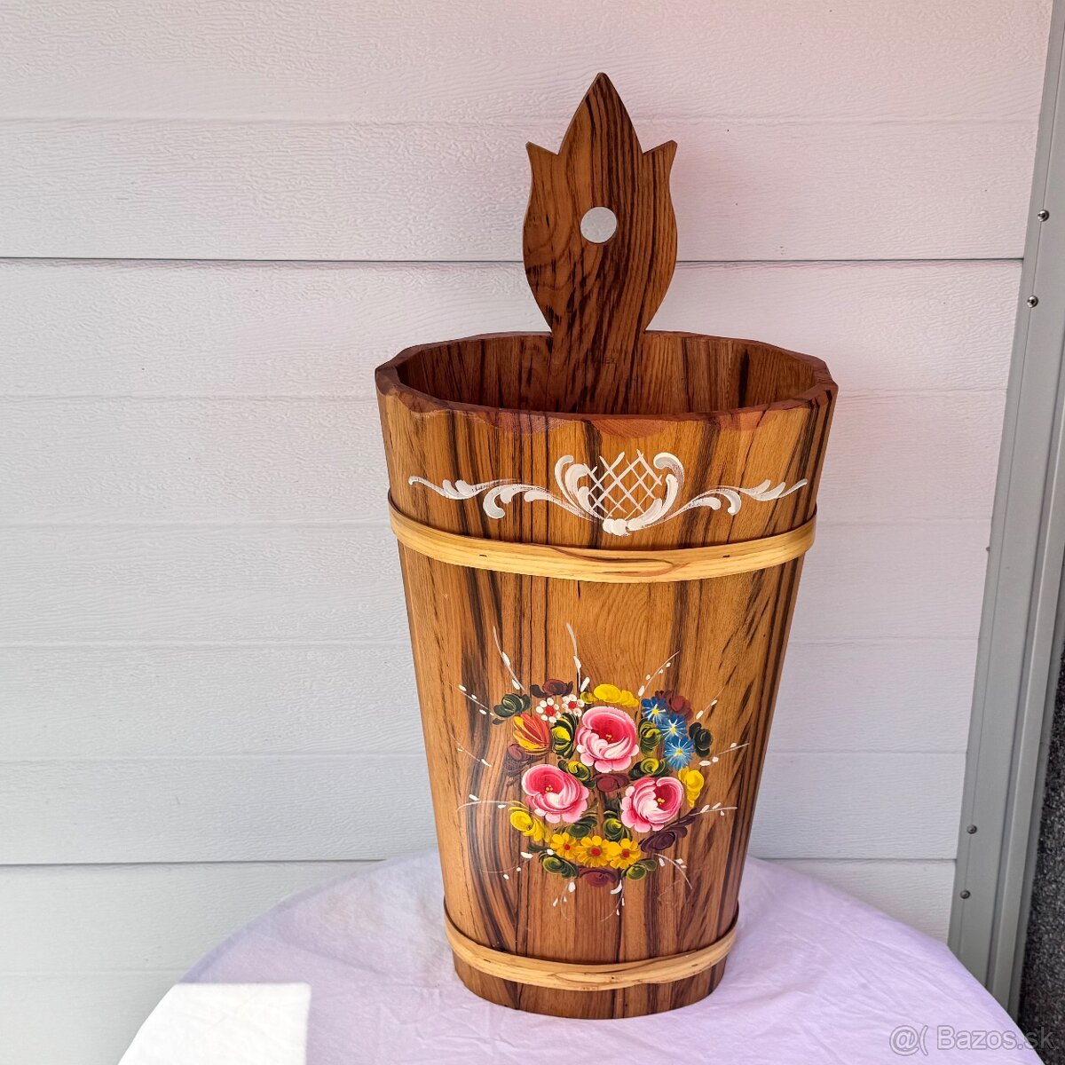 Dřevěná ručně malovaná nádoba selská štoudev - 3