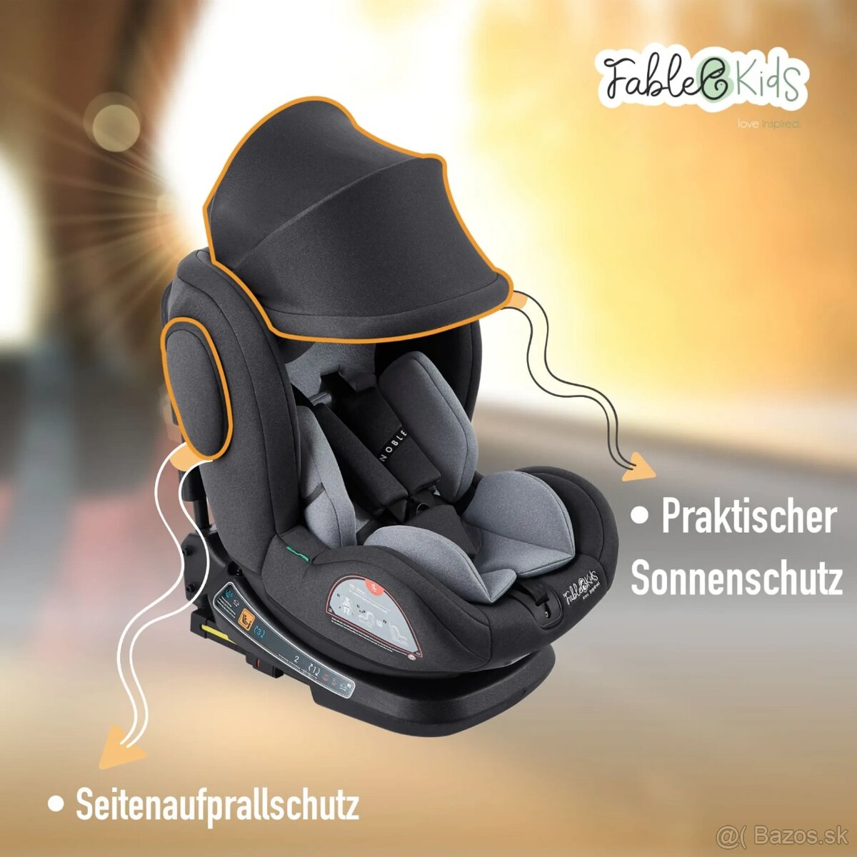 FableKids NOBLE šedá | Isofix, otočná o 360°, i - 3