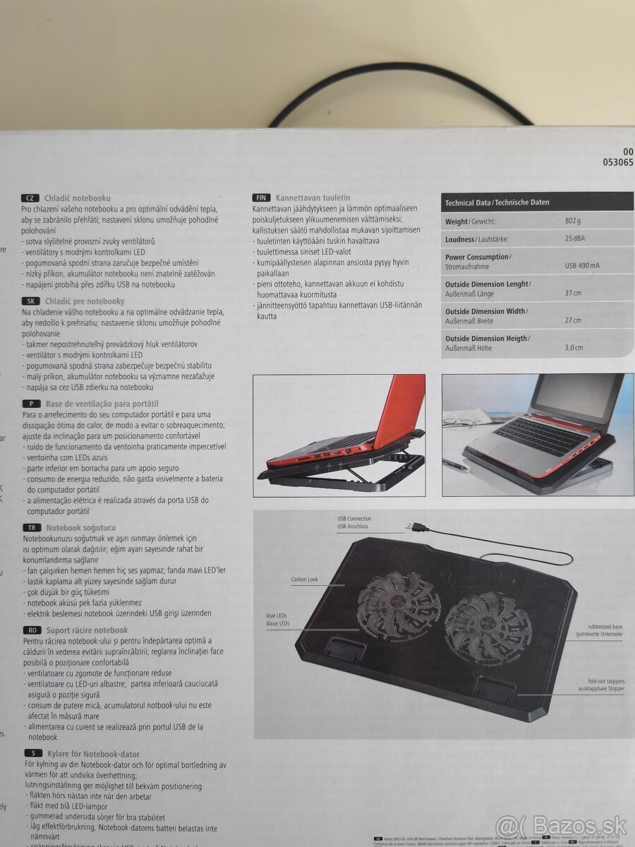 Chladiaca podložka pod notebook Hama, kovová, LED, s krabico - 3