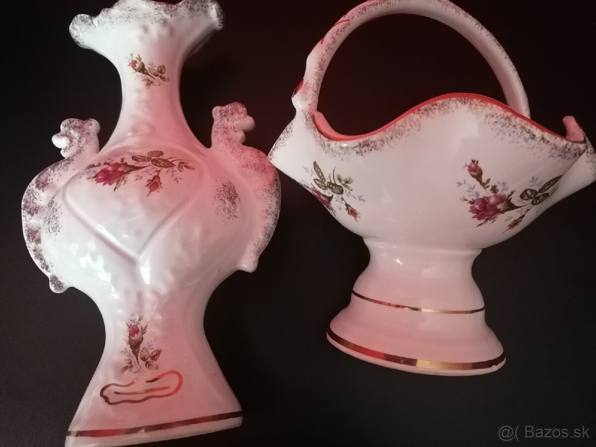 Porcelánová váza a košík - 3