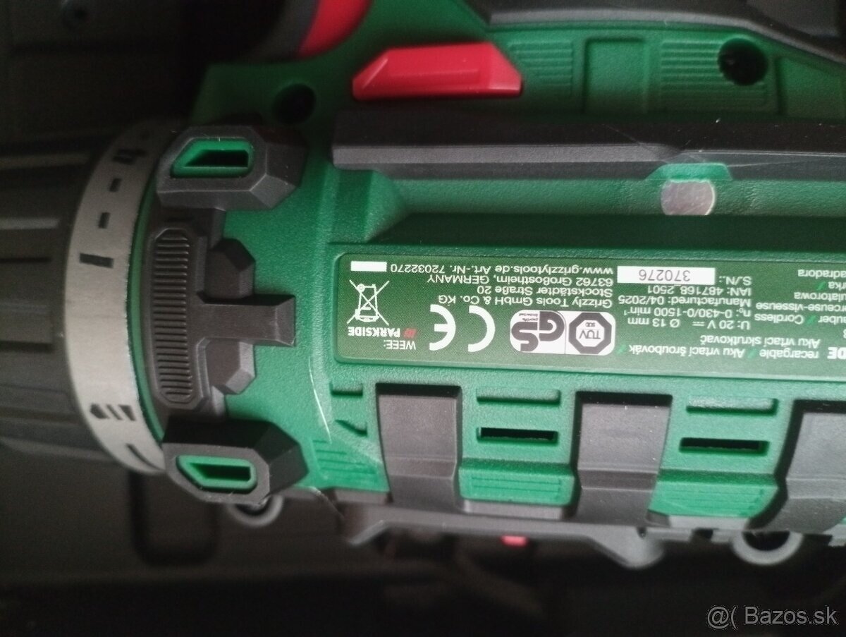 Predám novú vŕtačku Parkside 20 V - 3