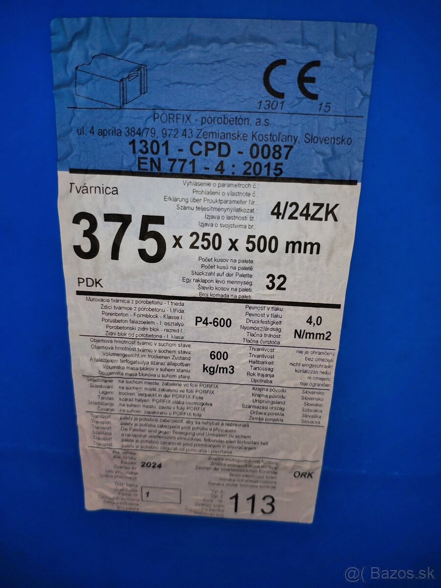 Zakladacie tvárnice PORFIX 375x250x500 - 3