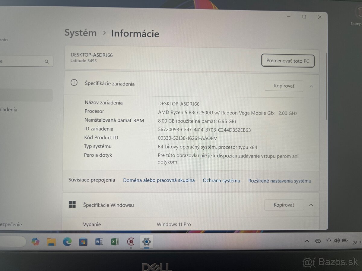 Dell Latitude 5495•Ryzen5PRO•8GB•256GB•W11•Bratislava DNES - 3