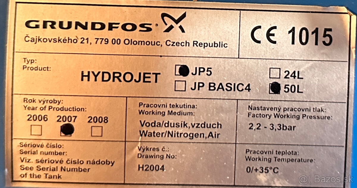 Domáca vodáreň GRUNDFOS HYDROJET JP5 - 3