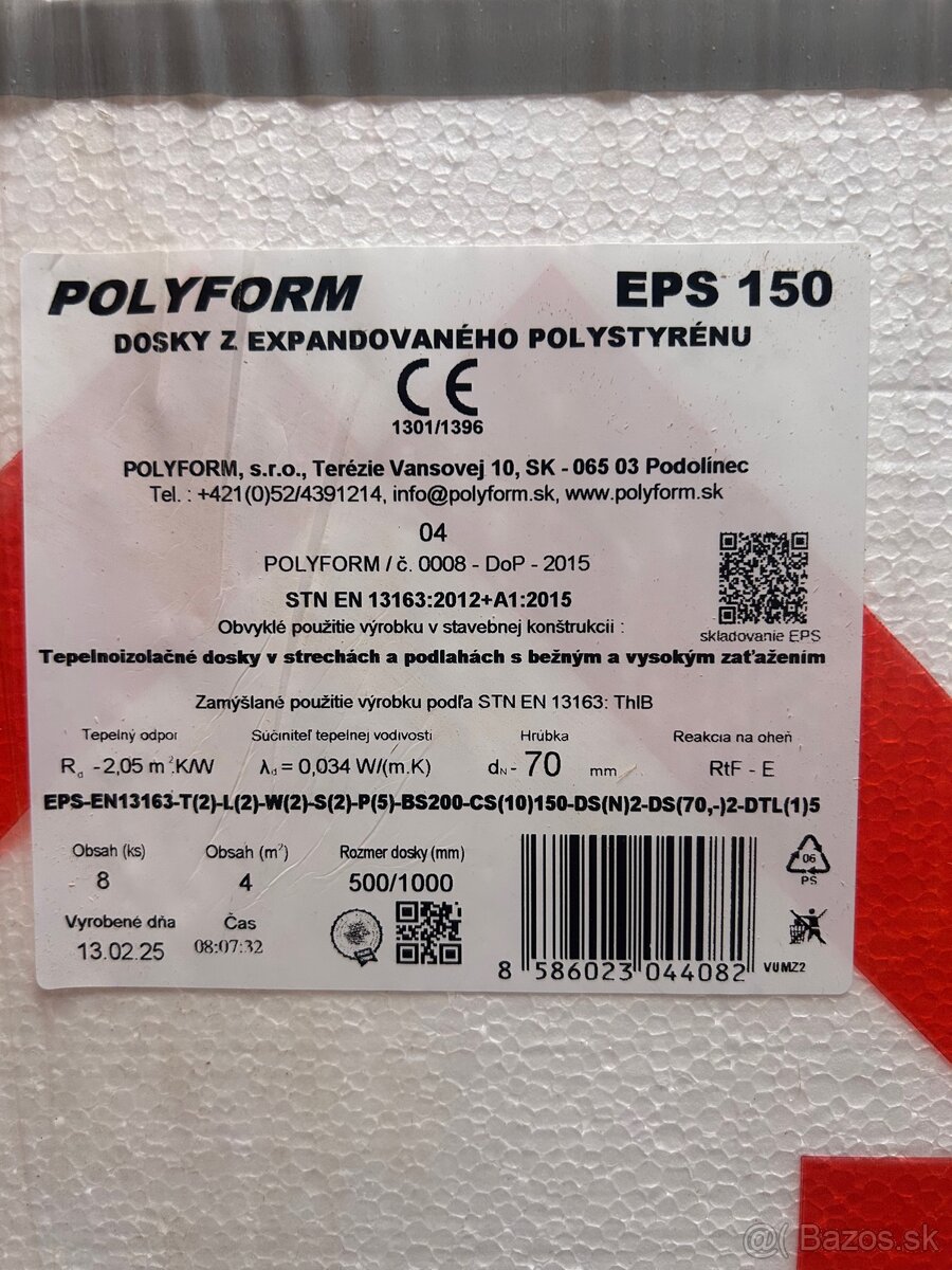 Polystyrén EPS 150 - 70mm - 3