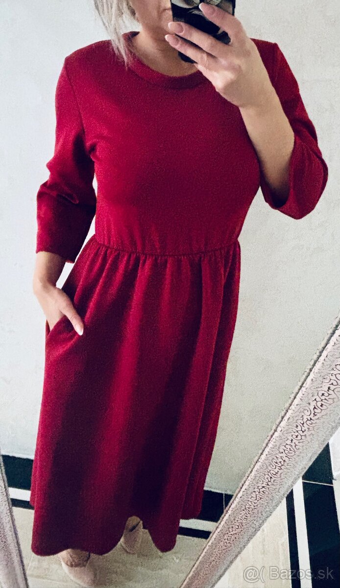 Damske dlhe talianske šaty bordo - 3