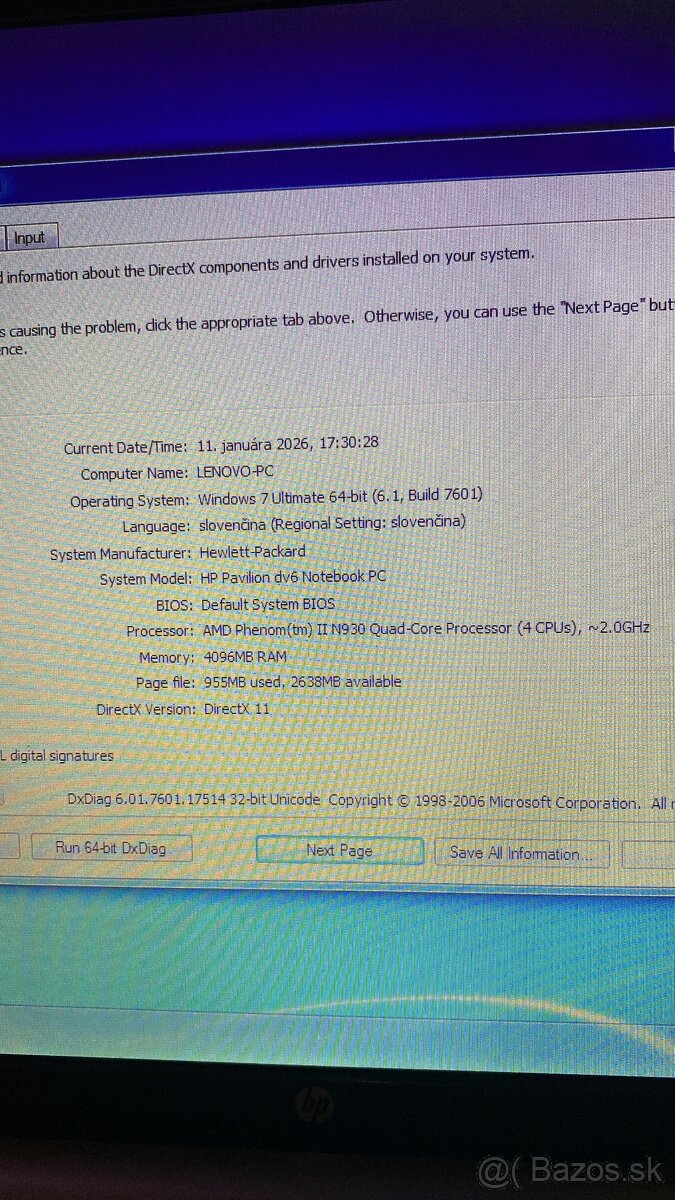 Notebook HP Pavilion dv6 - 3