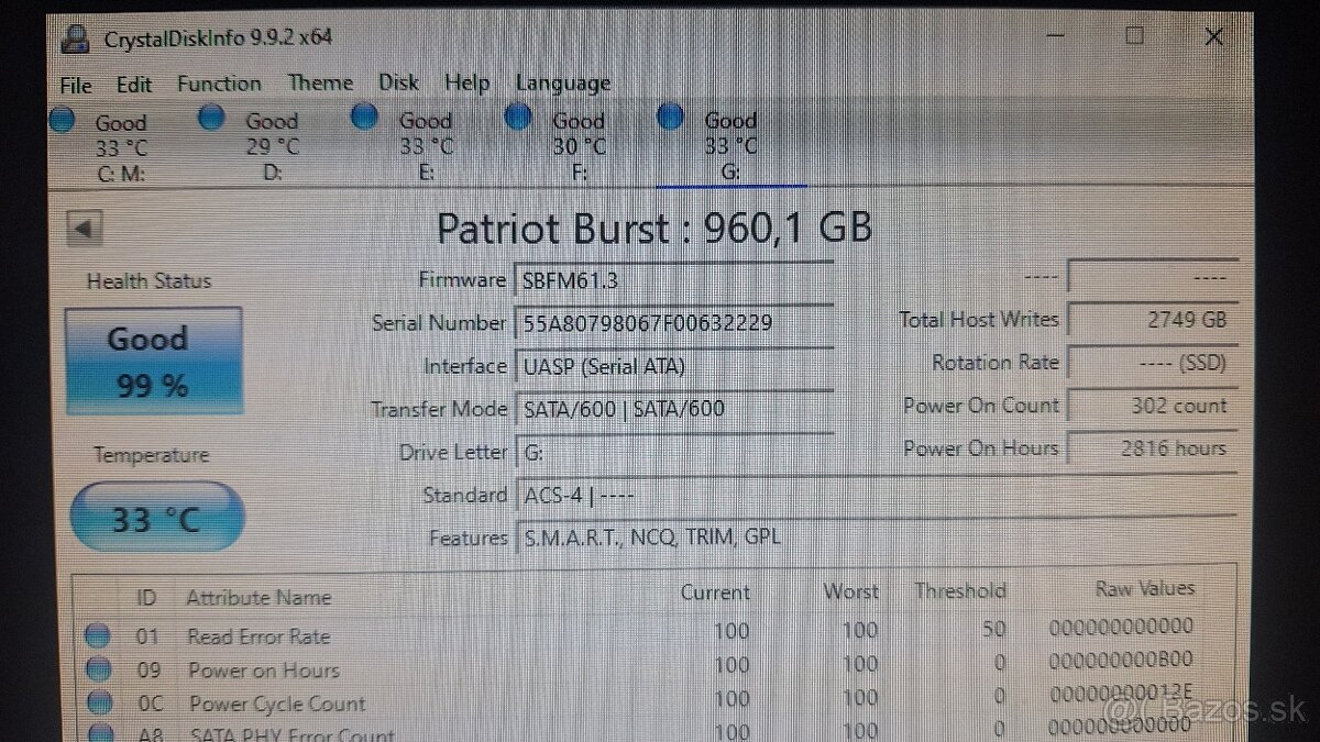 SSD 960GB Patriot Burst - 3