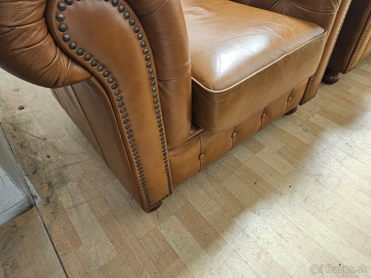 CHESTERFIELD ŠTÝL,TOP STAV,BLEDO HNEDÁ - 3
