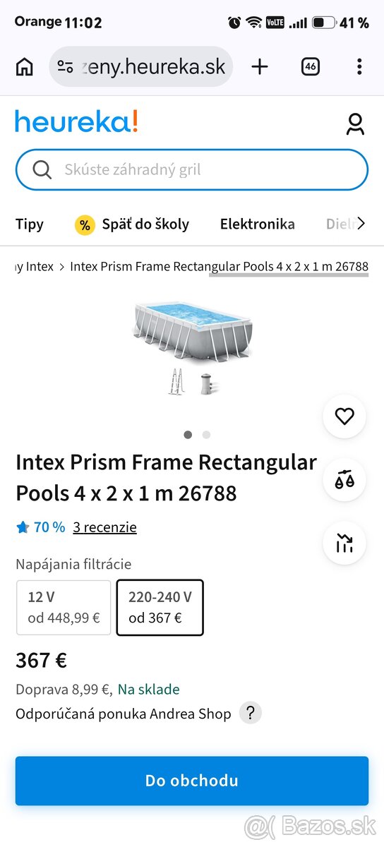 Predám bazén - INTEX PRISM FRAME RECTANGULAR - 4 x 2 x 1 m - 3