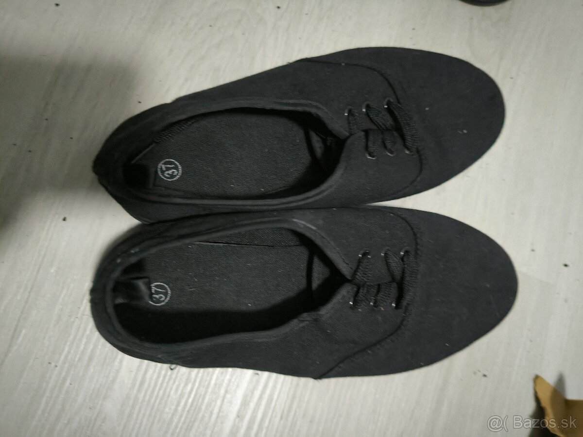 Nové plátené čierne letné tenisky veľkosť 37 symbolická 5 € - 3