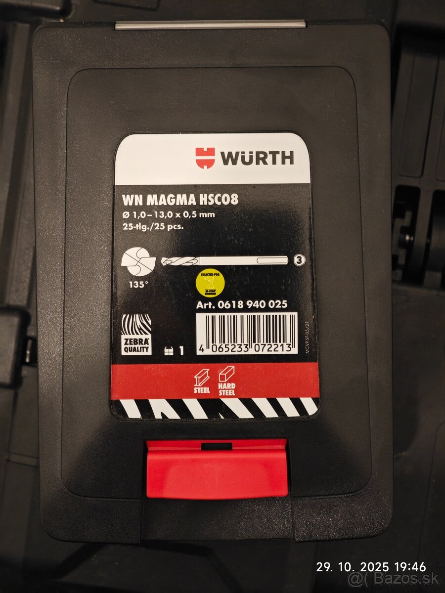 Würth cobaltové vrtáky HsCo8 Magma 1-13mm na titán, hardox - 3