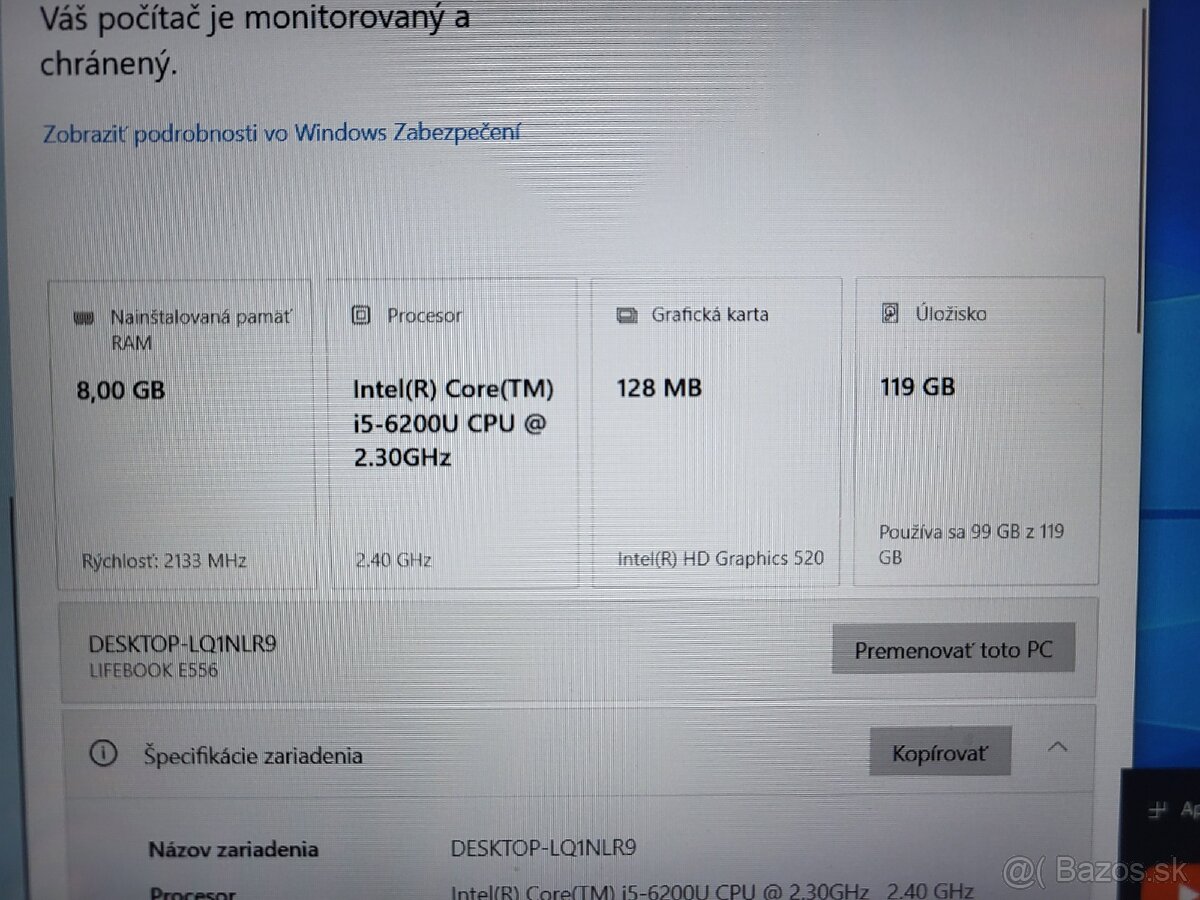 Notebook fujitsu lifebook E556 15,6" - 3