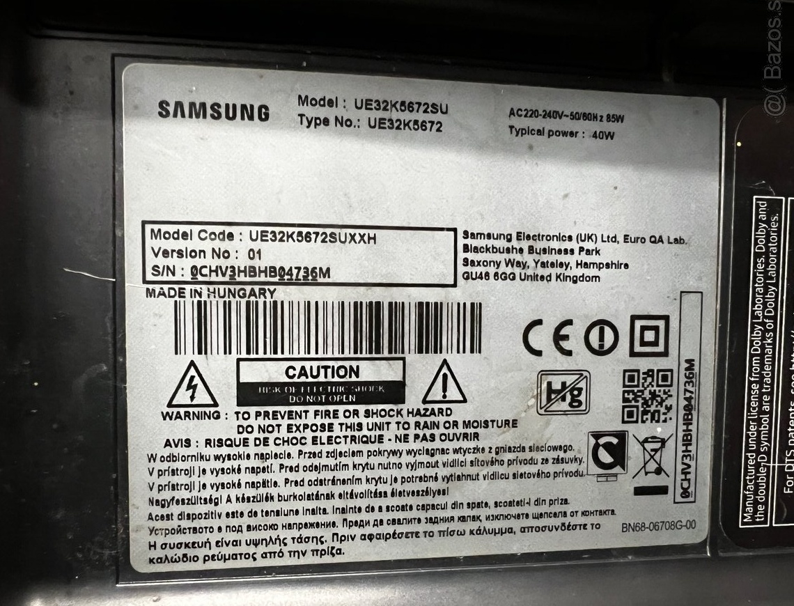 Samsung UE32K5672SU na diely - 3