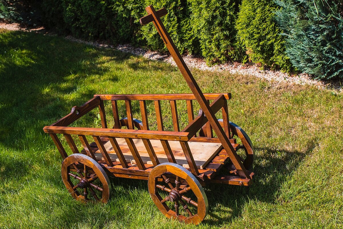 Drevený vozík - Krásne ručne robené dverené vozíky - 3