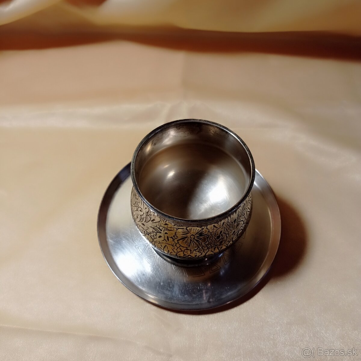 Starožitná alpaková cukornička s podšálkou - 3