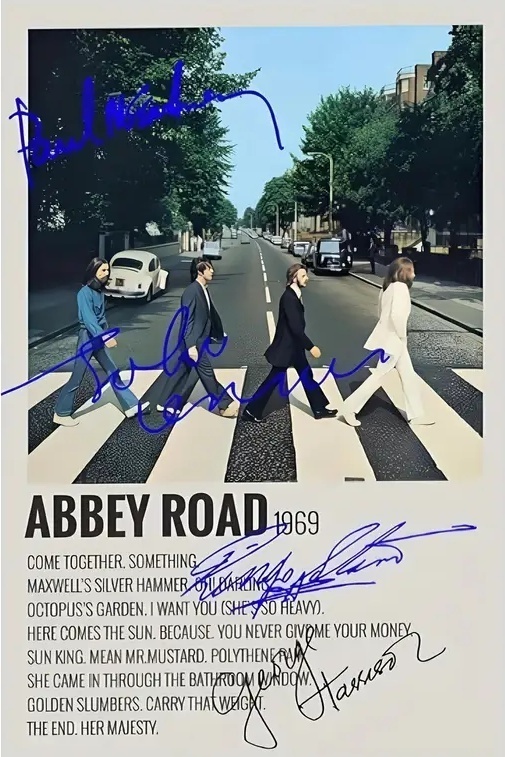 The BEATLES, plátno tisk, 30X40 cm, autogram - 3