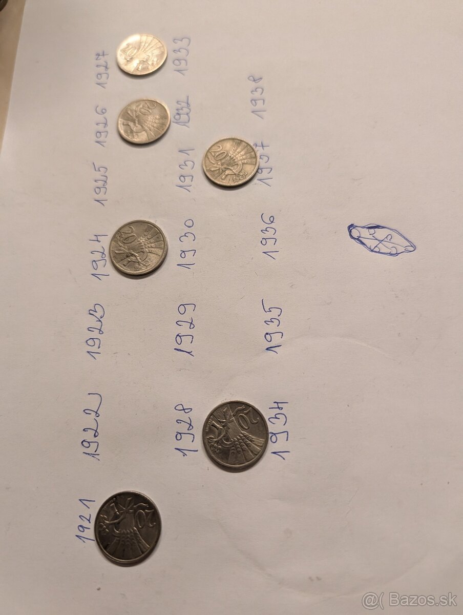 Predám 20.haliere mince Československo Prvá Republika - 3