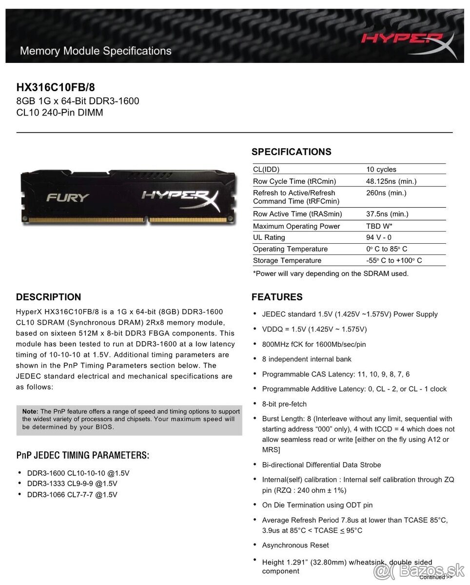 Kingston Fury HyperX HX316C10FB/8 ( 8 GB DDR3 ) - 3