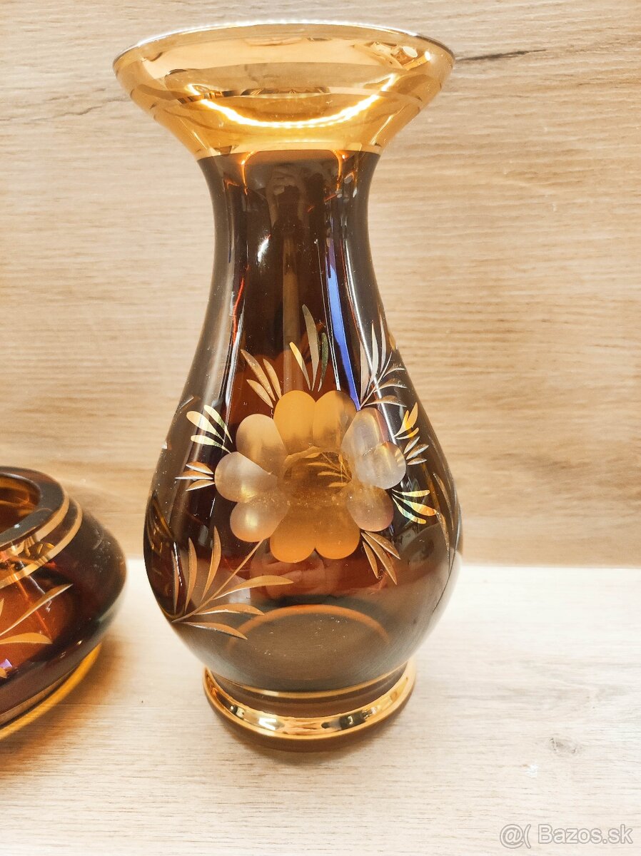 Sklenená váza + miska - 3