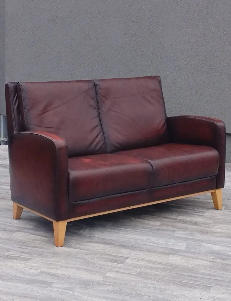 Dvojsedačka kožená bordová. - 3