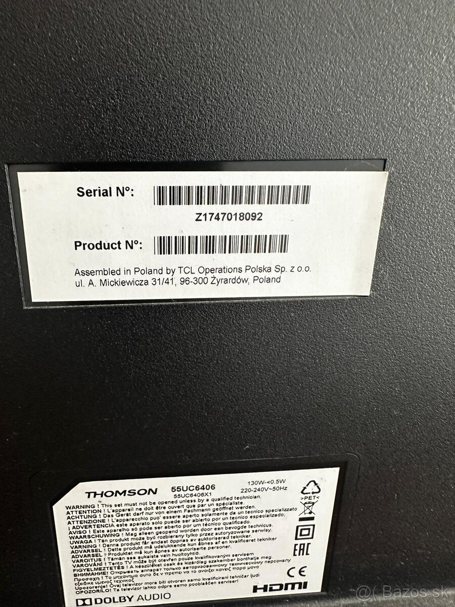 TV Thomson 55” (139 cm) 4K UHD - 3