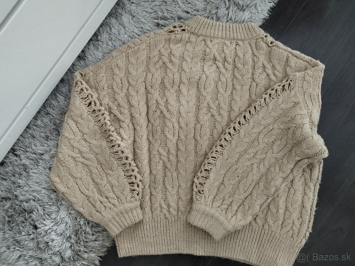 Hnedý vlnený pulóver L - zn. Pull&Bear - 3