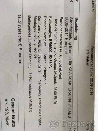 Kawasaki ER6 N/F , pancierové brzdové hadice - NOVÉ - 3