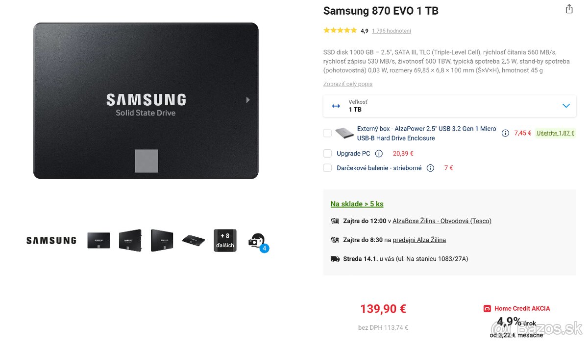Predám SSD Disk - Samsung 870 EVO 1 TB - 3