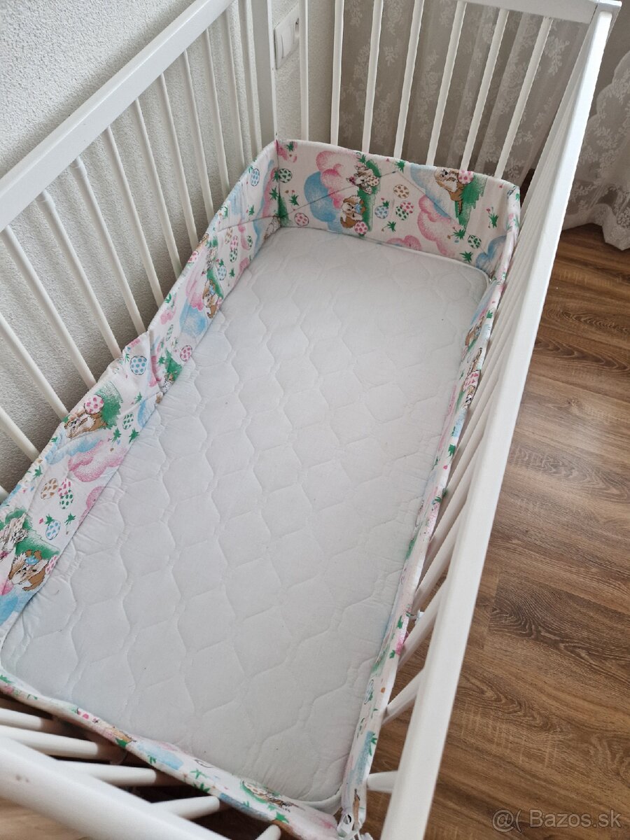 Detska postieľka drevena biela - 3