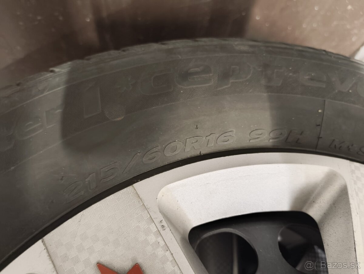 Zimné gumy 215/60 r16 na 5x112 plechových diskoch - 3