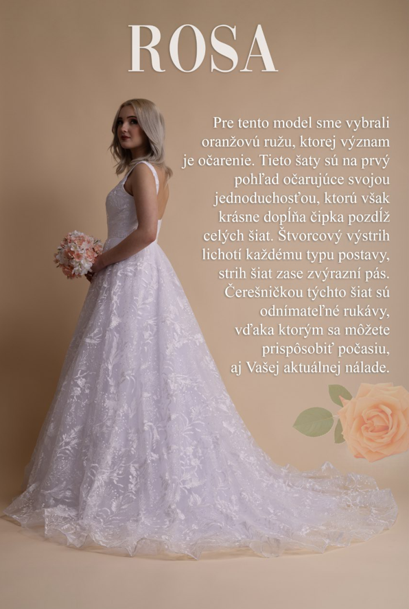 Nové svadobné šaty Rosa s odnímateľnými rukávmi - 3