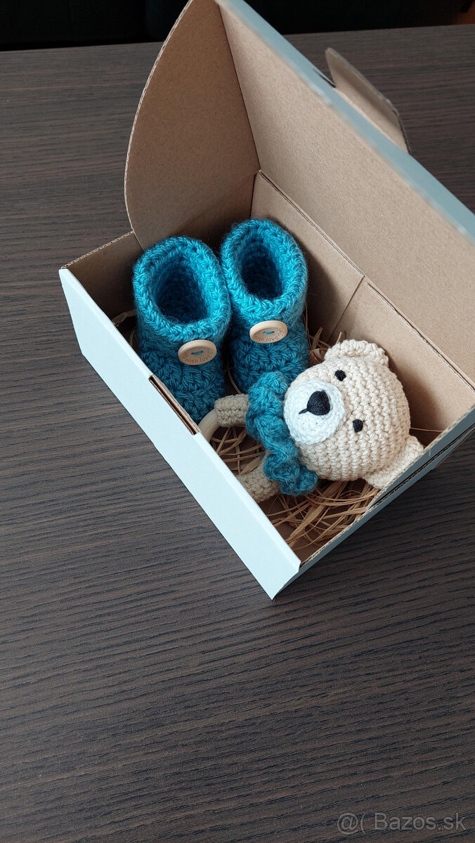 Hackovany set (hryzatko + papucky) – medvedik 5 - 3