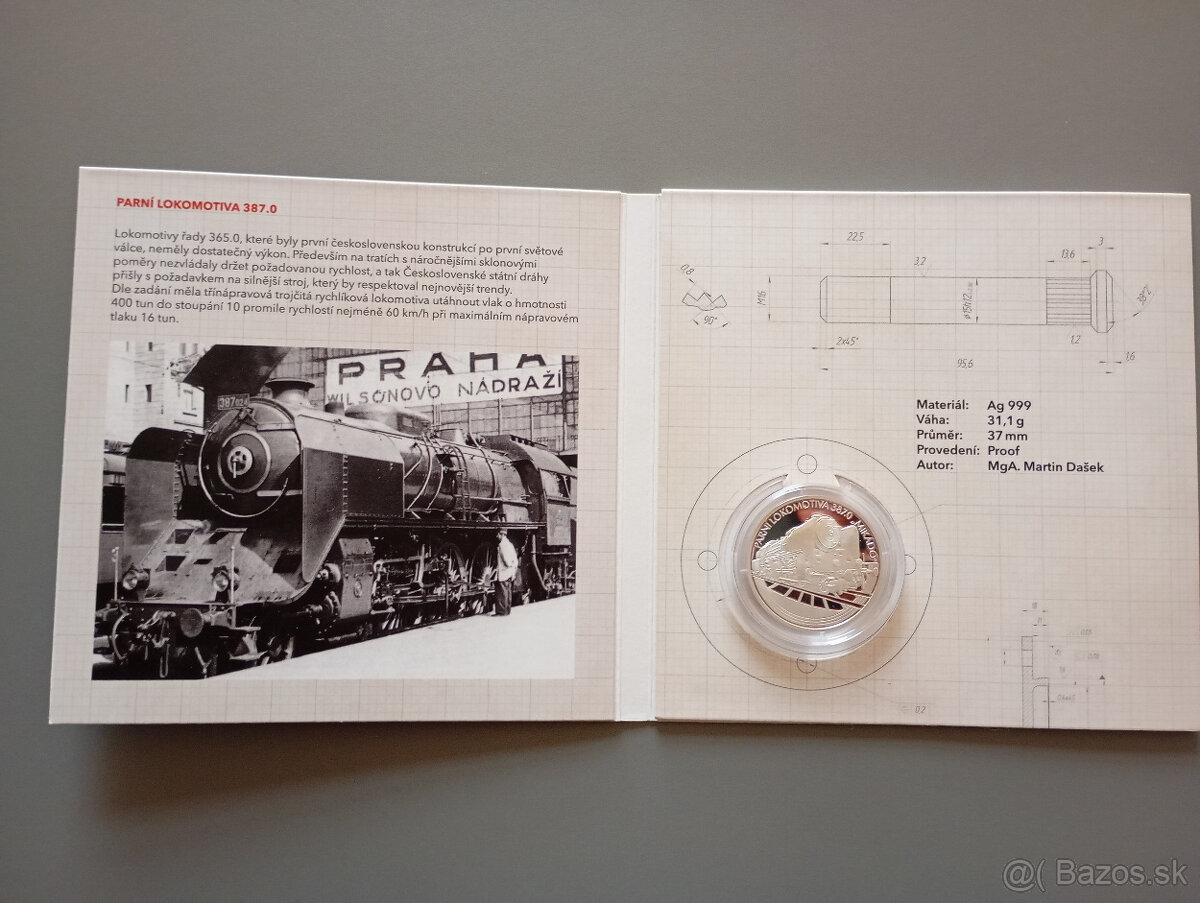 Strieborná minca Na kolesách - Parná lokomotíva 387.0 Mikádo - 3
