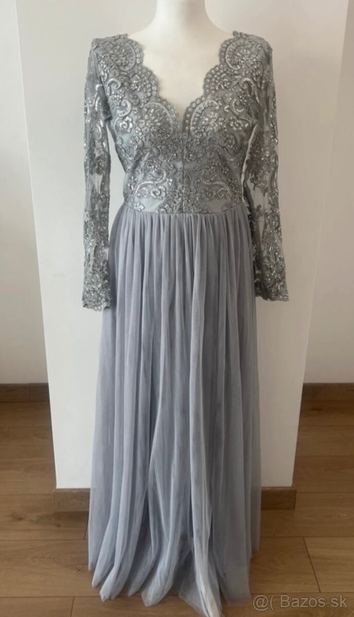 Strieborné spoločenské šaty XS M XL - 3