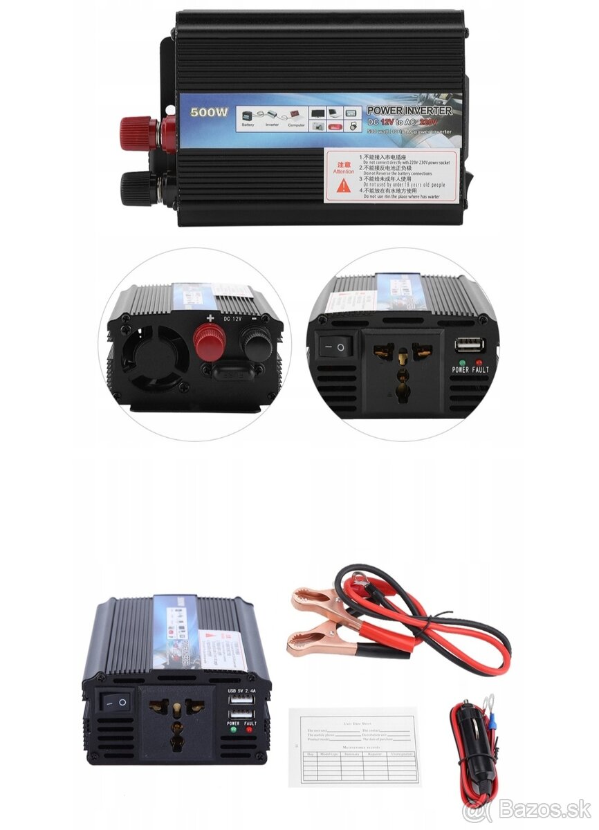 Automobilový menič napätia do auta 12V 220V 500W - 3